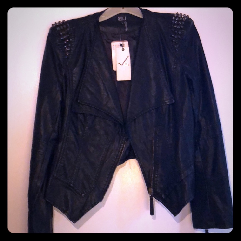 Very J Studded Vegan Leather Jacket